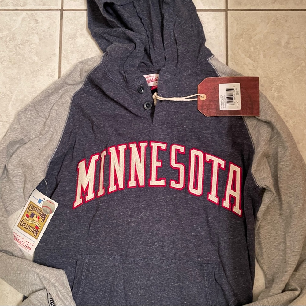 Mitchell & Ness Minnesota Twins Slugfest Lightweight Hoody New Mens Size Medium